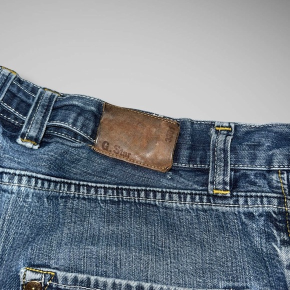 G Star Raw Jeans Mens 34x25 Radar Carter Embroidered Spellout Stained Hemmed - Picture 12 of 13